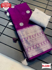 Wine Kanchipuram Organza Sequins Work Saree