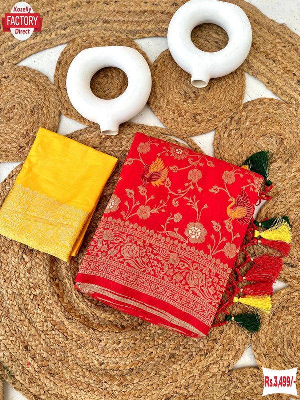 Red Viscose Paithani Silk Partywear Saree