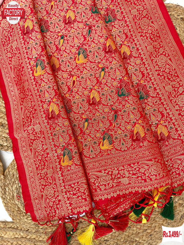 Red Viscose Paithani Silk Partywear Saree