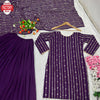 Purple Georgette Partywear Kurtha Sharara Set