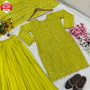 Parrot Green Georgette Partywear Kurtha Sharara Set