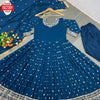 Cobalt Blue Georgette Embroidered Gown with Dupatta