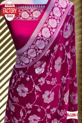 Pink Banarasi Georgette Khadi Silk Saree