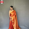 Orange Tissue Silk Saree With Jacquard Weaving