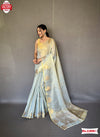 Light Grey Tissue Silk Saree With Jacquard Weaving