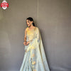 Light Grey Tissue Silk Saree With Jacquard Weaving