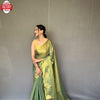Dusty Green Tissue Silk Saree With Jacquard Weaving