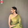 Dusty Green Tissue Silk Saree With Jacquard Weaving