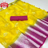 Yellow Organza Kanchipuram Saree With Fancy Embroidery Work