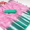 Baby Pink Organza Kanchipuram Saree With Fancy Embroidery Work