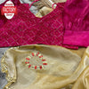 Golden Jimmy Choo Partywear Saree With Stitched Blouse