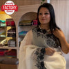 White Pure Tabby Organza Saree With Scalping Work