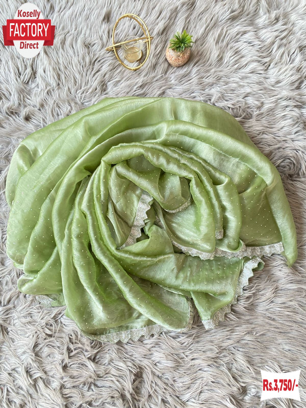 Light Green Jimmy Choo Zarkan Border Partywear Saree