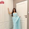Sky Blue Jimmy Choo Stylish Saree With Stitched Blouse
