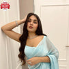 Sky Blue Jimmy Choo Stylish Saree With Stitched Blouse