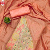 Peach Jacquard Embroidered And Handwork Kurtha Suruwal Piece