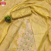 Light Yellow Jacquard Embroidered And Handwork Kurtha Suruwal Piece