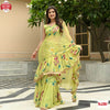 Parrot Green Tabby Silk Floral Lehenga Styled Saree