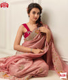 Peach Jimmy Choo Embroidered Partywear Saree