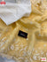 Yellow Pure Khadi Organza Floral Fancy Saree