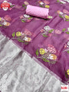 Mulberry Pink Kanchipuram Organza Thread And Stone Work Saree