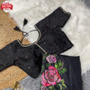 Black Floral Pure Organza Handwork Saree With Stitched Blouse