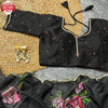 Black Floral Pure Organza Handwork Saree With Stitched Blouse