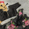 Black Floral Pure Organza Handwork Saree With Stitched Blouse
