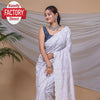 Faint Grey Pure Soft Silk Kantha Thread Work Saree