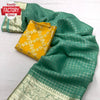 Aqua Green Soft Pure Georgette Banarasi Check Saree