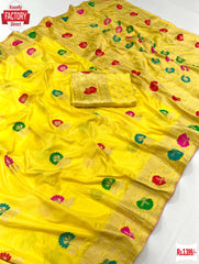 Yellow Pure Dola Silk Banarasi Weaving Saree
