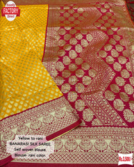 Yellow Pure Banarasi Silk Rich Zari Weaving Saree
