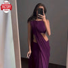 Purple Georgette Chikankari Sequins Work Partywear Saree