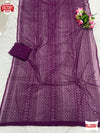 Purple Georgette Chikankari Sequins Work Partywear Saree