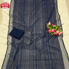 Navy Blue Georgette Chikankari Sequins Work Partywear Saree