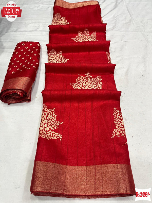 Red Handloom Silk Saree