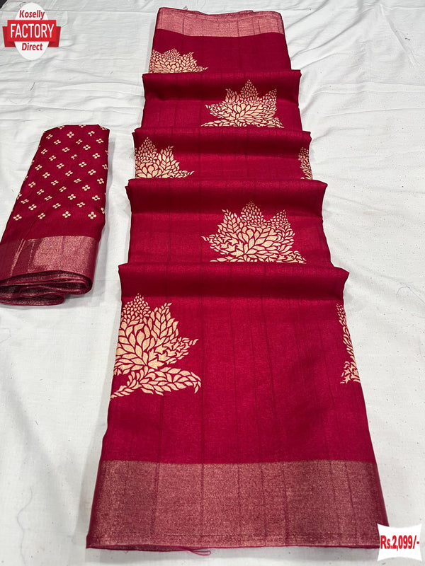 Hot Pink Handloom Silk Saree