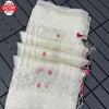 Off-White Organza Silk Embroidered Partywear Saree