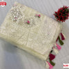 Off-White Organza Silk Embroidered Partywear Saree