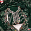 Dark Green Georgette Embroidered Kurtha Suruwal Piece