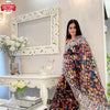 Black Organza Digital Printed Thread And Sequins Work Saree With Stitched Blouse