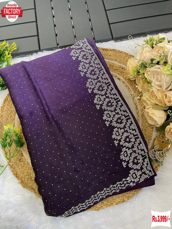 Purple Multi-shaded Pure Soft Silk Partywear Saree