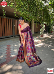 Wine Pure Banarasi Paithani Silk Partywear Saree