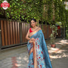 Metallic Blue Pure Banarasi Paithani Silk Partywear Saree