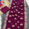 Magenta Vichitra Silk Embroidered Partywear Saree
