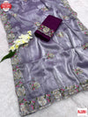 Dark Lavender Jimmy Choo Silk Embroidered Partywear Saree