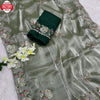 Dusty Green Jimmy Choo Silk Embroidered Partywear Saree