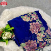 Royal Blue Pure Rangoli Silk Embroidered Partywear Saree