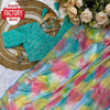 Blue Rangoli Silk Prism Print Partywear Sequins Worked Saree