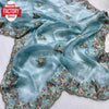 Sea Blue Jimmy Choo Partywear Saree With Sequins Embroidery
